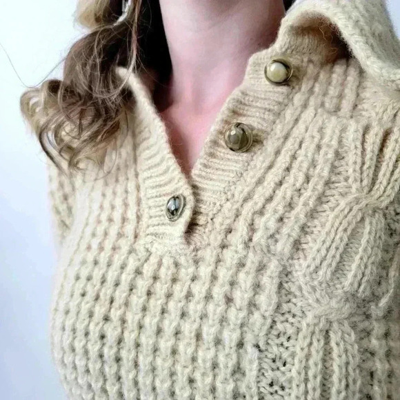 Gaeltarra Pure Wool Aran Knit Vintage Fisherman Sweater - S - Picture 4 of 7